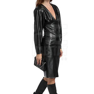 Mini-robe en cuir véritable souple pour femme, design tendance, matière légère, idéale pour le printemps et l'été - Product Image 3