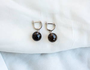 Boucles d'oreilles en argent sterling avec quartz fumé de qualité export 100%, facettées, style tendance, pour femmes, à porter tous les jours - Product Image 2