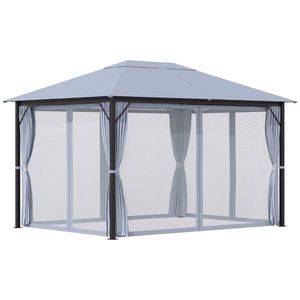 Gazebo da Giardino 3x4m Grigio, Tettoia e Pergola Resistenti per Intrattenimento all'Aperto - Product Image 3