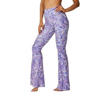 Custom Sublimated womens Flare leggings with logo options breathable stretch <b>material</b> OEM design for bulk sportswear and gymwear - Product Image 1