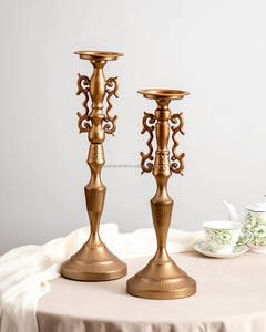 Luxury Iron Metal <b>Candle</b> Holders Wedding <b>Gold</b> Pillar <b>Candle</b> Holder Set Home Party <b>Candles</b> from India - Product Image 1