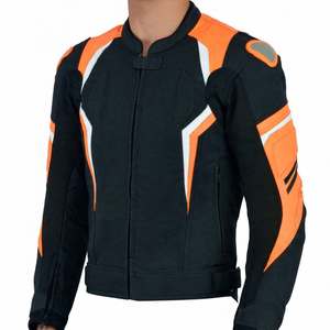 Nouvelle veste de moto pour homme adulte, noire et orange, sportive, imperméable, coupe-vent, doublée, pour la conduite à moto - Product Image 2