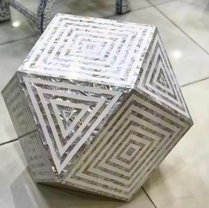 Table à tiroirs en os incrusté de la marque ILAHI, design moderne, détails en agate, rangement à trois niveaux, meuble portable pour la maison - Product Image 2