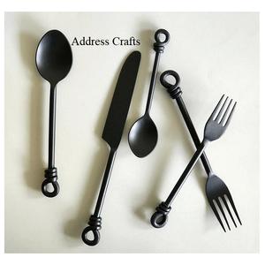 Ensemble de couverts de restaurant modernes en acier inoxydable noir plaqué avec manche, couteau, cuillère, fourchette, vaisselle, couverts de table - Product Image 5