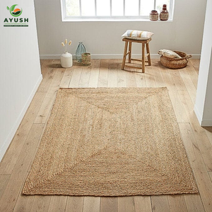Tapis rectangulaires tressés faits main de style ferme 180x120cm, écologiques et adaptés aux animaux, en jute naturelle, personnalisables pour toutes les surfaces - Product Image 1