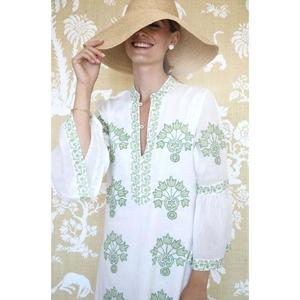 Vestido Largo Premium 100% Algodón con Estampado Floral, Estilo Dulce, para Luna de Miel, Verano, Cintura Natural, Tela en Stock - Product Image 5