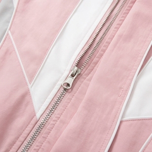 Women <b>Pink</b> <b>Tracksuit</b> Full Sleeve Zipper Closure Color Blocking Sporty Style Lightweight Polyester Material Loose Fit Spring Wear - Product Image 6