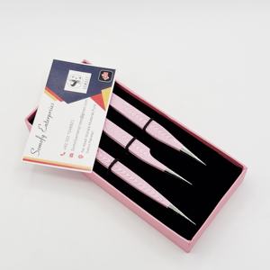 แหนบต่อขนตาสเตนเลสสีชมพูเข้มมีดีไซน์ใหม่พร้อมปลายแหลมแบบคงทน - Product Image 3