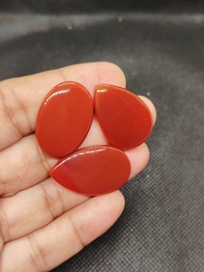 Grade Quality Natural Red Onyx Coffin Shape Gemstone Flat Back Calibrated Teardrop Shape Wholesale cabochon - Product Image 6
