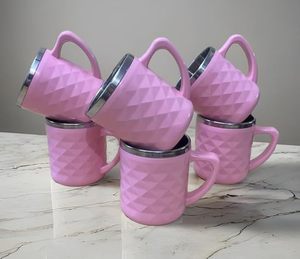 Mug à café/thé en acier inoxydable avec intérieur en acier inoxydable et extérieur écologique, durable, élégant, compatible micro-ondes, avec poignée et couvercle - Product Image 3