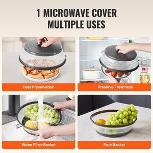 2 Pezzi Coperchi Antispruzzi Pieghevoli per Microonde da 26,4 cm, Resistenti al Calore fino a 150°C, in Materiale PP Sicuro per Alimenti, Accessori per Forno a Microonde - Product Image 3