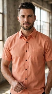 <b>Men</b> Tailored Fit Short Sleeve 100% Cotton <b>Dress</b> Shirt Lightweight Breathable Casual Business Apparel for Everyday Use - Product Image 6