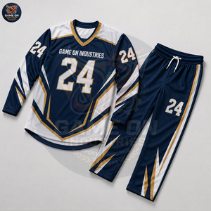 Blue White Personalized Design Colors Numbers Logo Printing OEM ODM Service Custom Durable Sublimated Ice Hockey Uniform Sets - Product Image 3