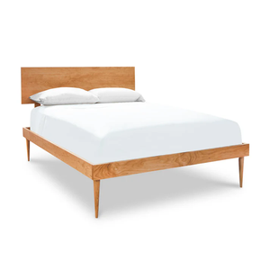 KD Flat Pack Vintage Style Wooden <b>Bed</b> <b>Frame</b> | Light Walnut Finish Bedroom Furniture India - Product Image 3
