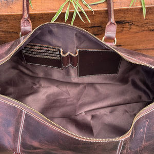 High Quality Full Grain Leather Travel Duffel <b>Bags</b> with <b>Shoe</b> Compartment Distressed Leather Weekender <b>Bags</b> Luggage <b>Bags</b> for Men - Product Image 6