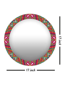 Vintage Printed <b>Small</b> Round <b>Mirror</b> Frame with Classical Floral Pattern Decorative Wall <b>Vanity</b> <b>Mirror</b> for Home Decor - Product Image 3