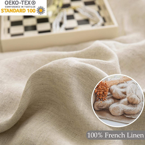 Plain Waterproof 100% Linen 300tc Hotel Use Bed Sheets Duvet Cover Set 5 Pcs 1 Fitted 1 <b>Flat</b> 2 <b>Pillow</b> Cases - Product Image 5