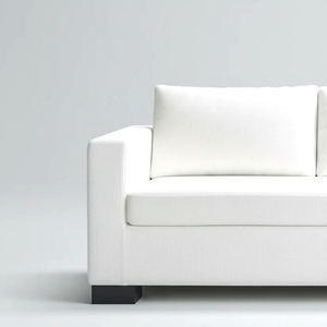 Canapé 3 places en tissu moderne et minimaliste, canapé contemporain blanc rembourré avec accoudoirs sur mesure et pieds en blocs de bois massif - Product Image 2