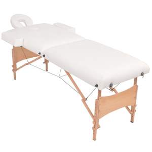 Table de massage pliante blanche à 2 zones et ensemble de tabourets, épaisseur 3,9'' - Product Image 2