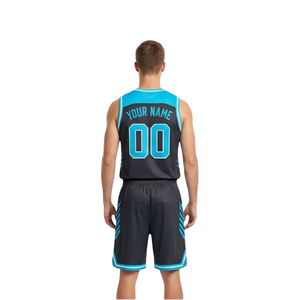 Conjunto de Uniforme de Baloncesto Personalizado para Hombre, Jersey sin Mangas con Cuello en V, Paneles de Contraste en los Hombros, Nombre del Equipo, Número, Pantalones Cortos, 100% Poliéster - Product Image 2
