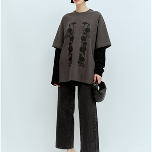 เสื้อยืดแฟชั่นเกาหลีผู้หญิง แขนสองชั้น 2 in 1 ทรงหลวม สไตล์สตรีทแวร์ - Product Image 6