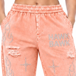 Pantalones Deportivos para Mujer con Corte Holgado, Cintura Elástica, Detalles Desgastados, Diseño de Longitud Completa, Moda Casual y Hechos a Medida - Product Image 4