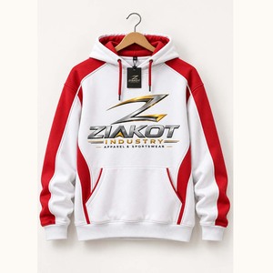 Wholesale Direct Ziakot Industry Custom Stitched White <b>Red</b>-Black Sports Pullover Sweatshirt Hoodie - Product Image 2
