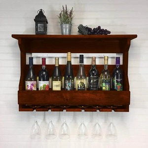 Meuble bar moderne noir avec porte-vin, porte-verres, étagères de rangement, buffet en bois pour spiritueux - Product Image 3