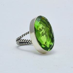 <b>Peridot</b> Gemstone 925 Sterling Silver <b>Ring</b> Bezel Setting Handmade Natural Green Stone <b>Ring</b> For Her - Product Image 1