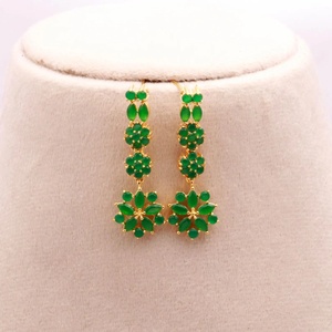 Luxury Marquise <b>Emerald</b> <b>Necklace</b> Set 22K Gold Plated Brass Long Adjustable Jewelry for Women Wholesale Price - Product Image 3