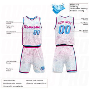 Conjuntos de Uniformes de Baloncesto de Color Blanco, Camisetas Impresas Transpirables, de Secado Rápido y Cómodas, con Impresión por Sublimación - Product Image 2