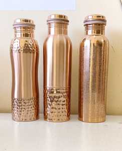 Bouteille d'eau en cuivre pur 1 litre, bouteille ayurvédique, anti-fuite, écologique, réutilisable pour la maison, le bureau, la salle de sport, les voyages - Product Image 1