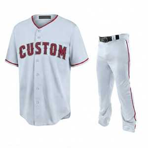 Custom <b>Light</b> Blue Men's Baseball Jersey Pants Set Mesh Silk Printed Baseball Apparel 100% Polyester Elastic Waist Breathable - Product Image 1