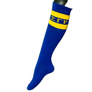 Sigma Gamma Rho <b>Knee</b> <b>High</b> <b>Socks</b> Blue <b>Women's</b> Sorority Athletic <b>Socks</b> Greek Letter Crew Stockings Casual Sportswear Custom Logo - Product Image 1