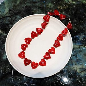 Necklace for Women Big Heart Bead Necklaces Large Statement Beads Choker Neck Costume Jewelry <b>Summer</b> - Product Image 2