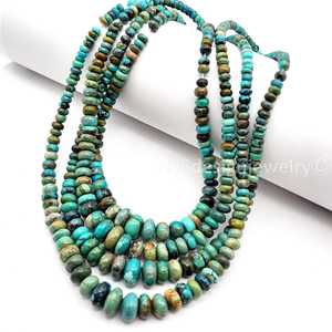 Perles de pierres précieuses en turquoise naturelle de Kingman, perles rondes graduées de 4x2 à 10x5 mm, perles de cristal en vrac pour la fabrication de bijoux, 16 brins - Product Image 6