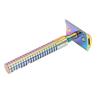 Maquinilla de Afeitar de Seguridad de Acero Inoxidable de Primera Calidad, Color Arcoíris, Doble Filo, Reutilizable, para Hombre, Marca Privada OEM - Product Image 1