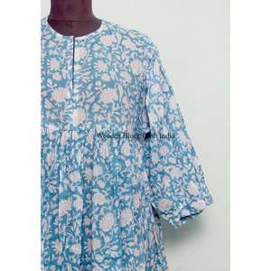 Blusa Maxi de Algodón Estampada a Mano para Mujer, Cómoda, Transpirable, Ecológica, con Diseños Elegantes, Estilo Bohemio, Estampado Floral Japonés para Chicas - Product Image 2