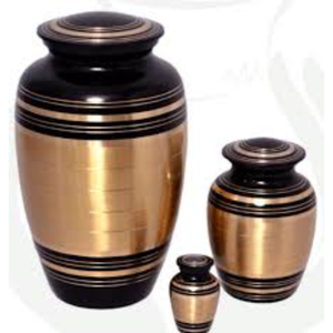 Urne funéraire classique en métal pour cendres humaines, artisanale, noire et argentée, en aluminium gravé, excellent prix - Product Image 4