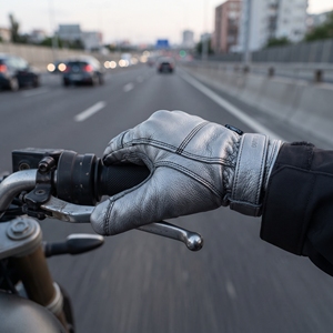 Gants de moto Dumela en cuir gris, pleine longueur, sportifs, respirants, sans doublure, compatibles écran tactile, détection par aiguille - Product Image 4