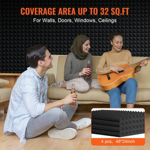 Paquete de 4 Paneles Acústicos de Espuma con Diseño de Pirámide de 48 x 24 x 2 Pulgadas, Paneles de Pared Insonorizantes Resistentes al Fuego para Amortiguación de Sonido - Product Image 5