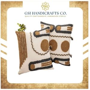 Housse de coussin rectangulaire à motifs géométriques, style bohème, décorative, avec broderie, à prix avantageux - Product Image 2