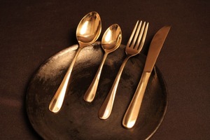 <b>Golden</b> <b>Cutlery</b> <b>Set</b> With Spoon Fork Knife Minimalist Design For Dining Metal Tableware - Product Image 3