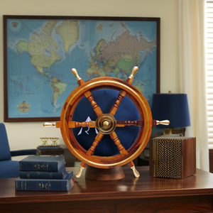 Volante de capitán náutico de madera hecho a mano patrón de latón de alta calidad decoración de pared de oficina en casa regalo de Navidad tema náutico - Product Image 5