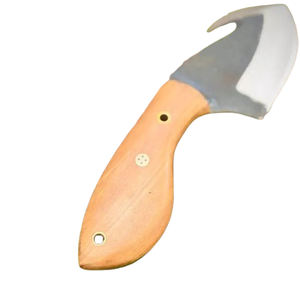 Couteau à lame fixe en acier au carbone fait main, manche en bois, pointe tombante, couteau de survie pour le camping, lame pleine, bord biseauté - Product Image 3