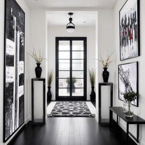Black Modern <b>Console</b> <b>Table</b> Rectangular <b>Narrow</b> Accent Pedestal <b>Table</b> with Storage for Living Room Entryway - Product Image 1