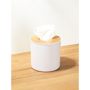 Boîte à mouchoirs ronde en bambou - Product Image 1