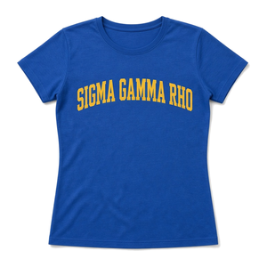 Camiseta Universitaria Azul Rey con Letras Doradas, Manga Corta, Cuello Redondo, Estampado de Letras, Informal, Unisex, Camiseta con Gráfico de Hermandad - Product Image 3