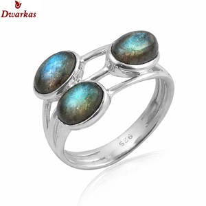 Anillo de Plata de Ley 925 con Tres Piedras de Topacio Azul Natural, de Alta Calidad y Gran Venta, Anillos de Moda para Boda - Product Image 5