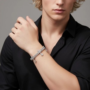 Moissanite Cross <b>Bracelet</b> Iced Out Cuban Link Luxury <b>Mens</b> Jewelry Clarity Luxury Design <b>Mens</b> <b>Bracelet</b> for Unisex - Product Image 2